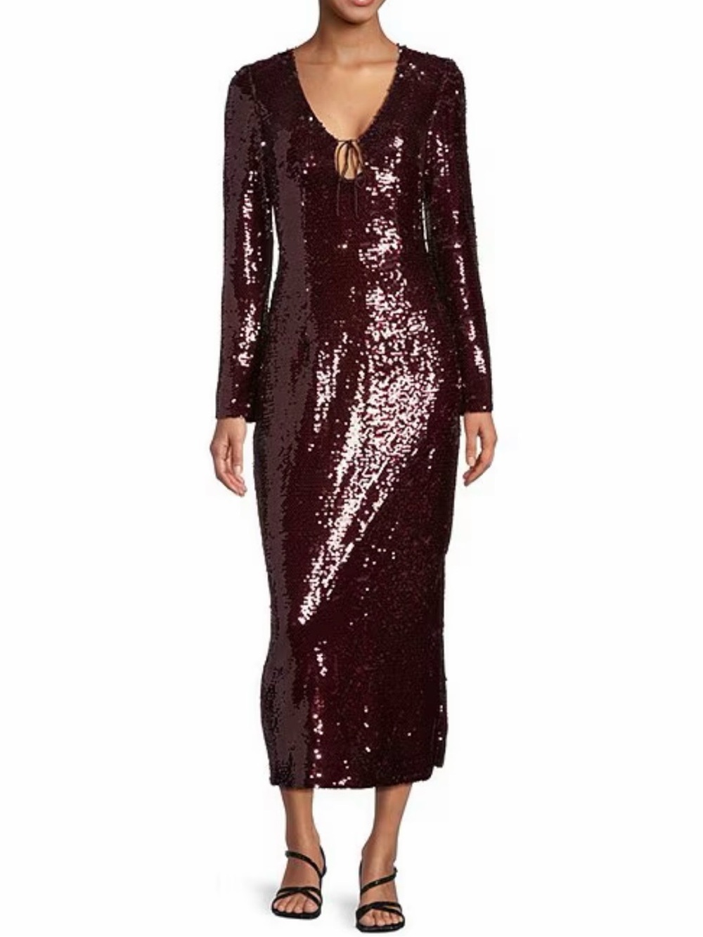 Gianni Bini Burgundy Sequin Long Sleeve Midi Dress - NWT!